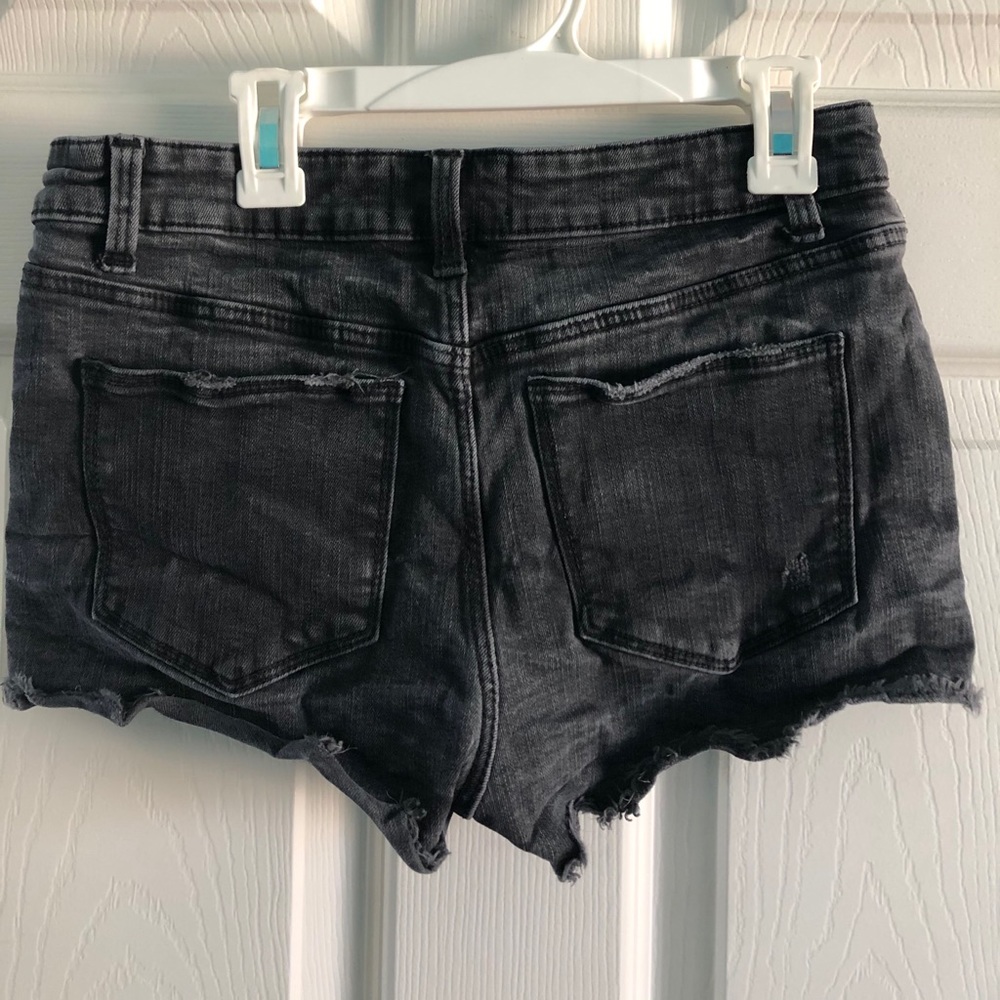 Zara Black Distressed Denim Shorts - Picture 3 of 5